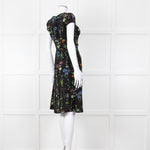 Altuzarra Black Green  Yellow Floral Short Sleeve Dress