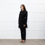 Sarah Pacini Black Cotton Blend Trench Coat