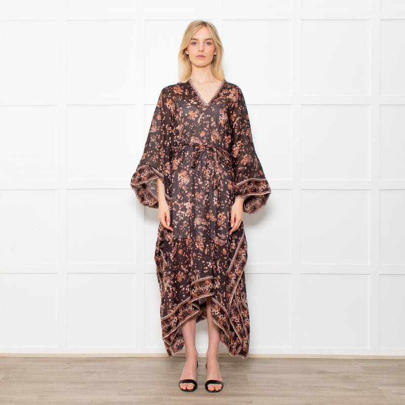Isabel Marant Amira Black And Brown Pattern Cotton And Silk Blend Midi Dress