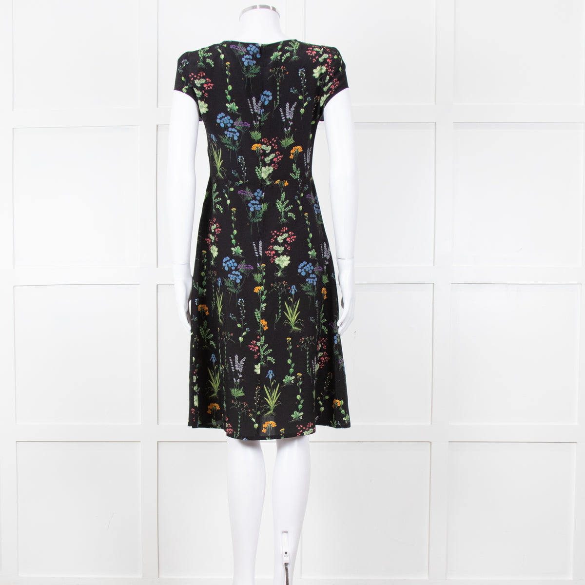Altuzarra Black Green  Yellow Floral Short Sleeve Dress