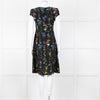 Altuzarra Black Green  Yellow Floral Short Sleeve Dress