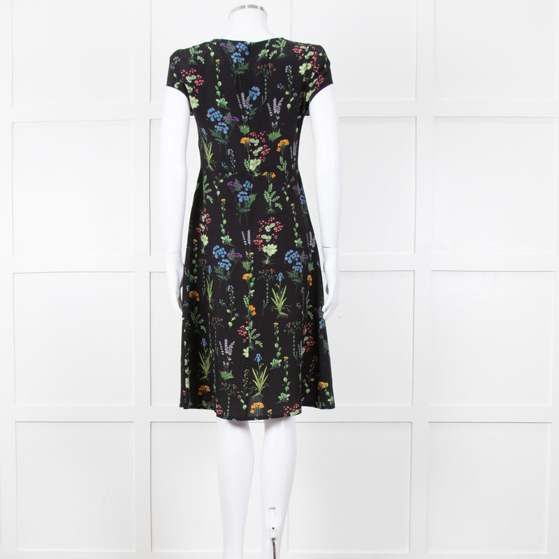 Altuzarra Black Green  Yellow Floral Short Sleeve Dress