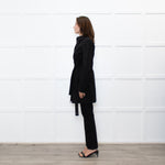 Sarah Pacini Black Cotton Blend Trench Coat