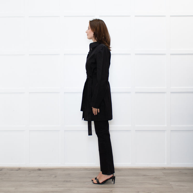 Sarah Pacini Black Cotton Blend Trench Coat