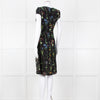 Altuzarra Black Green  Yellow Floral Short Sleeve Dress