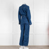 Sezane Dark Denim Long Sleeve Jumpsuit with Belt