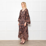 Isabel Marant Amira Black And Brown Pattern Cotton And Silk Blend Midi Dress
