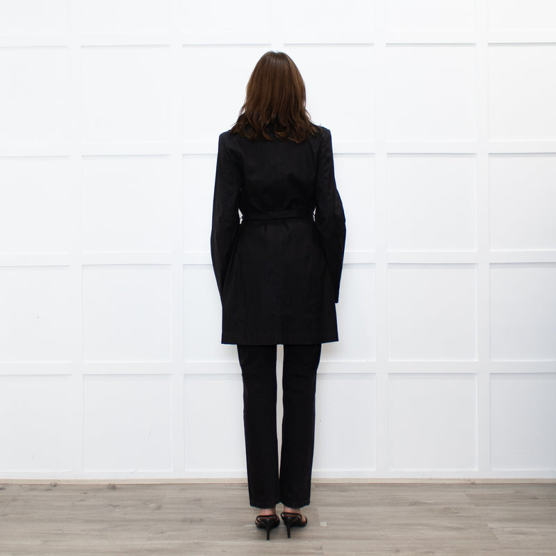 Sarah Pacini Black Cotton Blend Trench Coat