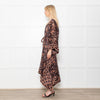 Isabel Marant Amira Black And Brown Pattern Cotton And Silk Blend Midi Dress