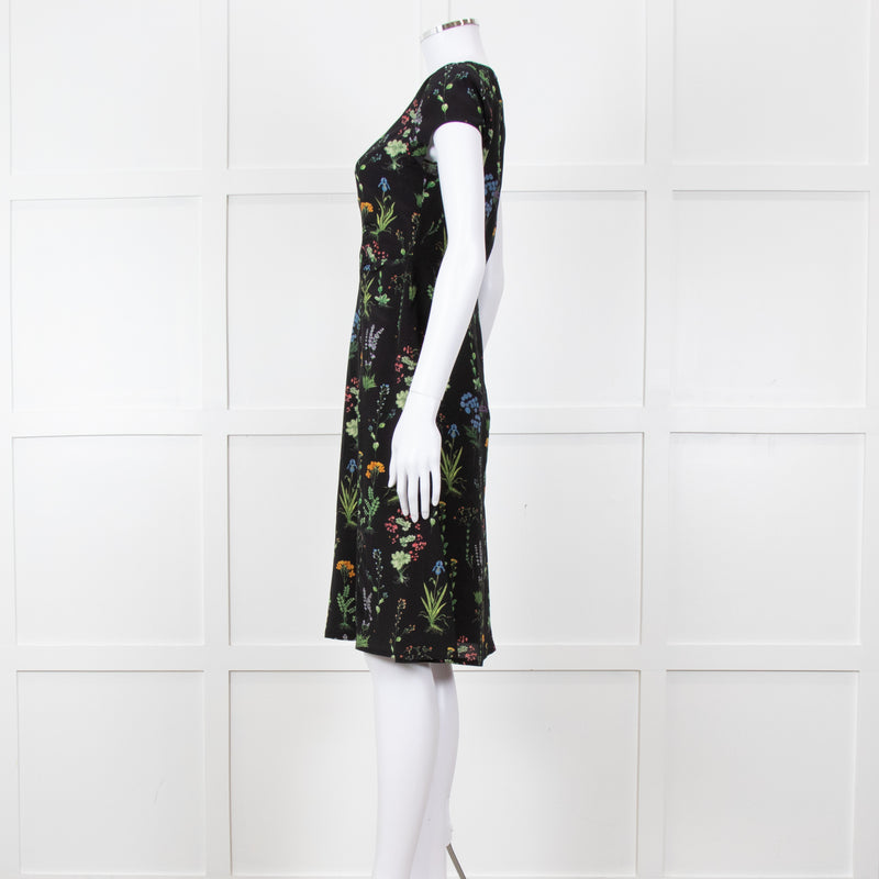 Altuzarra Black Green  Yellow Floral Short Sleeve Dress