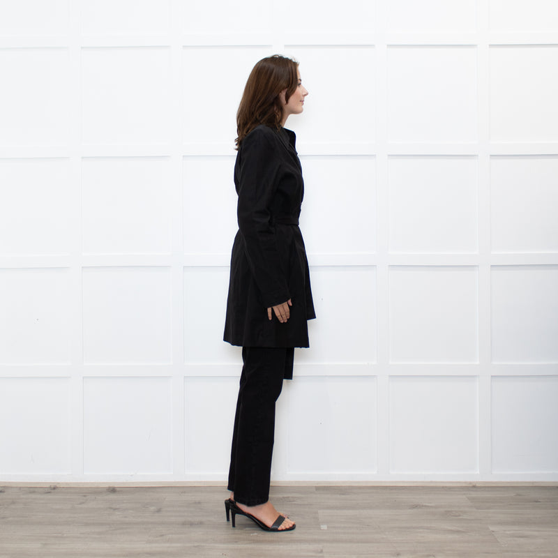Sarah Pacini Black Cotton Blend Trench Coat