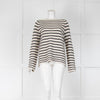 360 Cashmere Black and Cream Stripe Jumper