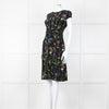 Altuzarra Black Green  Yellow Floral Short Sleeve Dress