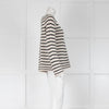 360 Cashmere Black and Cream Stripe Jumper