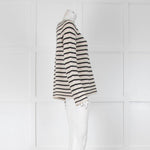 360 Cashmere Black and Cream Stripe Jumper