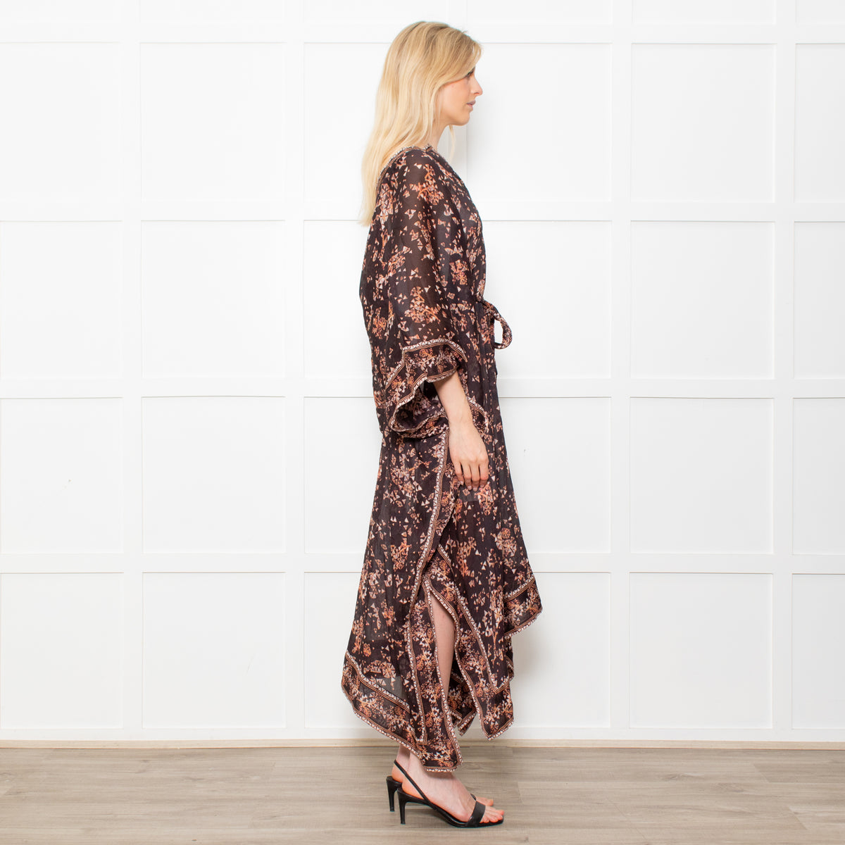 Isabel Marant Amira Black And Brown Pattern Cotton And Silk Blend Midi Dress