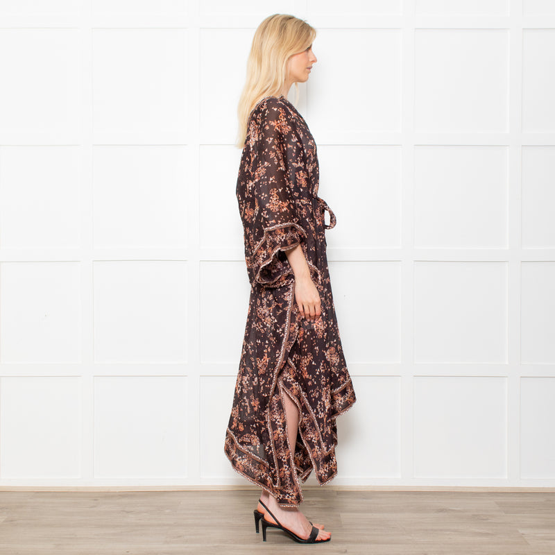 Isabel Marant Amira Black And Brown Pattern Cotton And Silk Blend Midi Dress