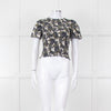 Me + Em Cream Green Black Floral Smocking Top
