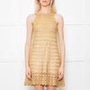 Diane Von Furstenberg Gold Crochet Sleeveless Mini Dress