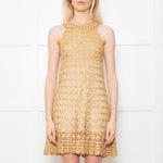 Diane Von Furstenberg Gold Crochet Sleeveless Mini Dress