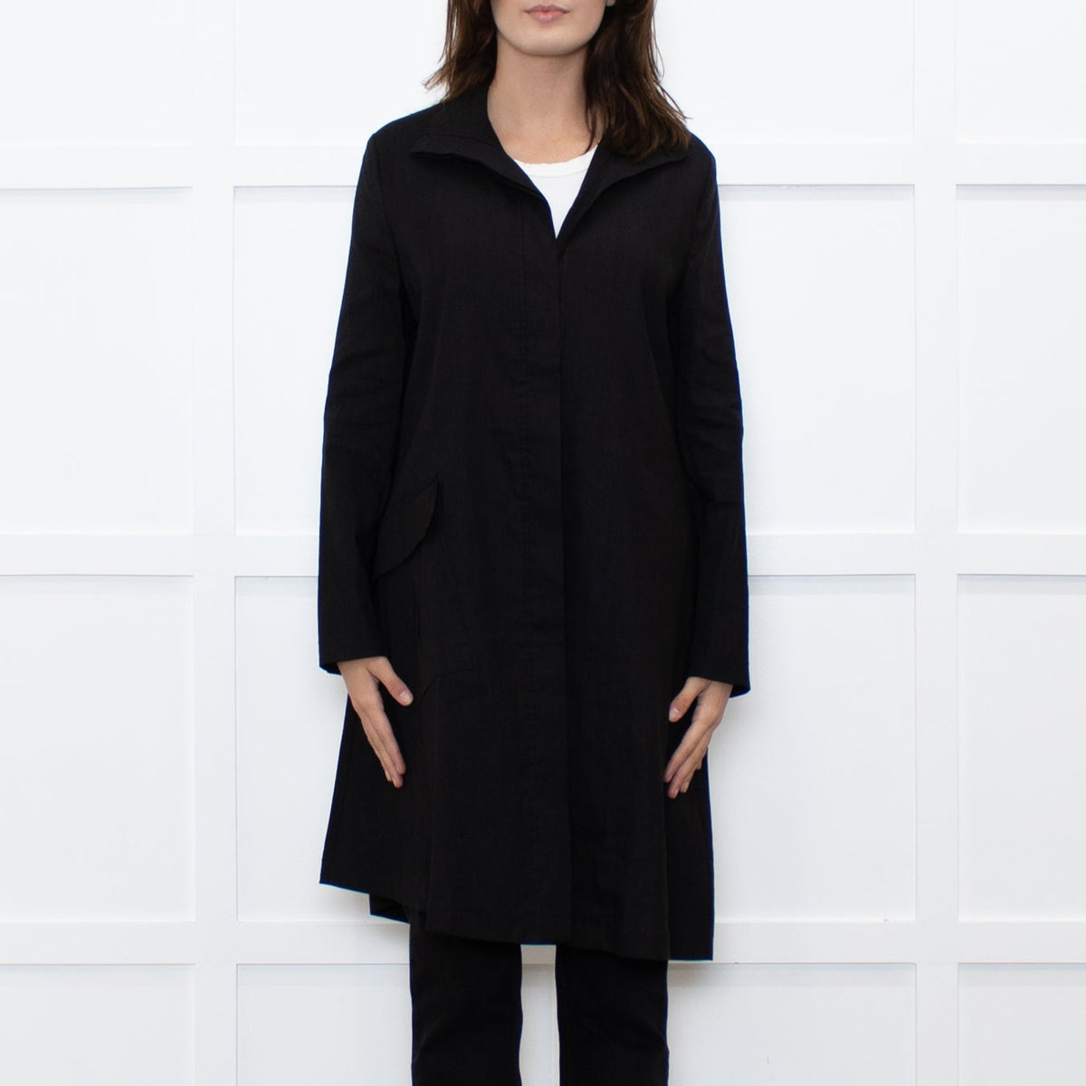 Sarah Pacini Black Light Weight Trench Coat