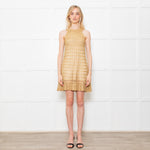 Diane Von Furstenberg Gold Crochet Sleeveless Mini Dress