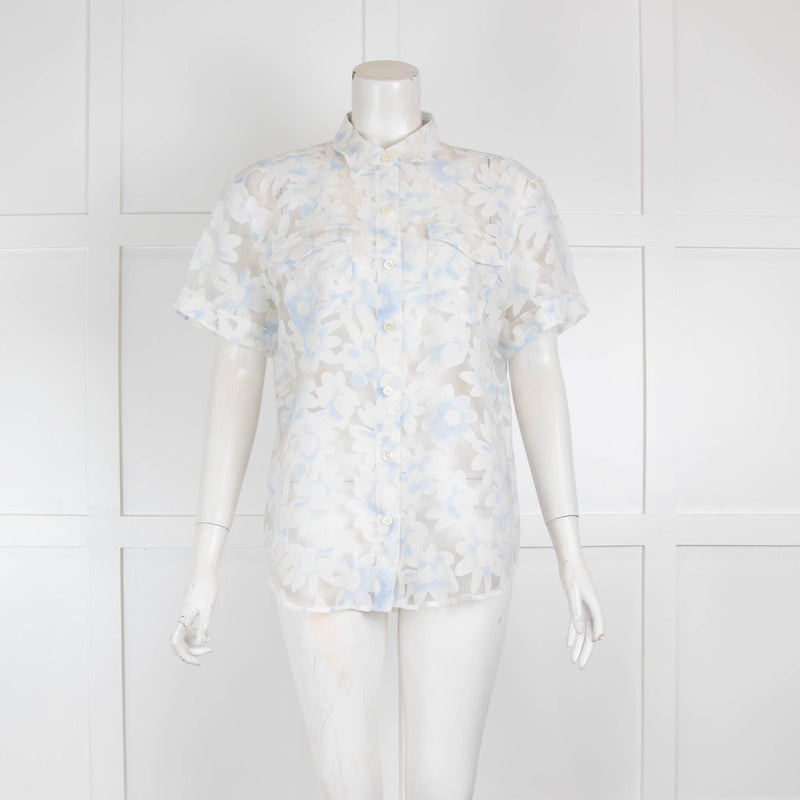 Joie White Floral Short Sleeved Blouse