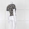Me + Em Cream Green Black Floral Smocking Top
