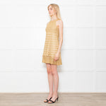 Diane Von Furstenberg Gold Crochet Sleeveless Mini Dress