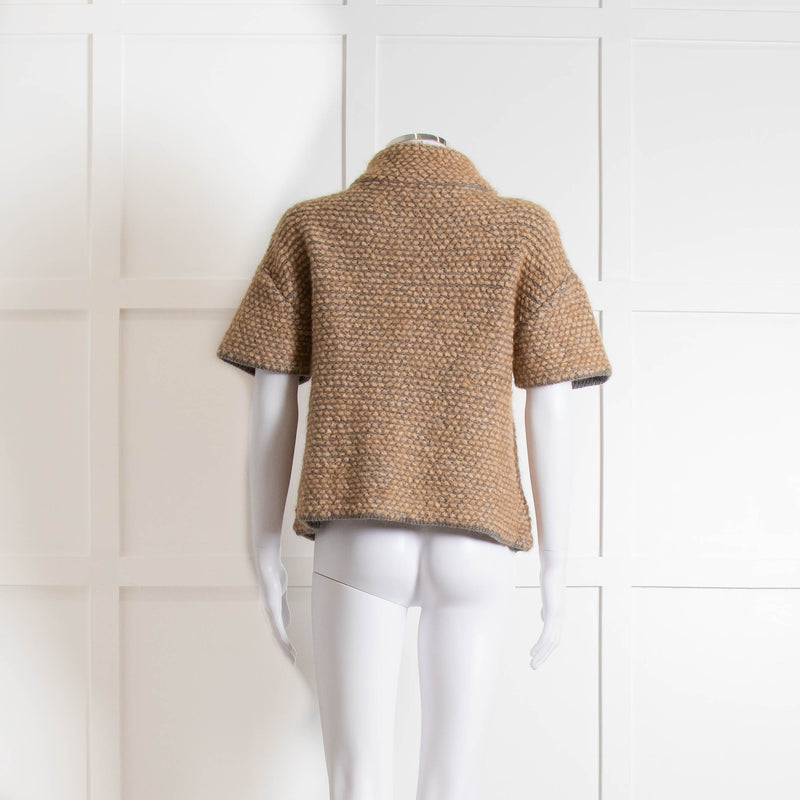 Piazza Sempione Camel And Grey Boucle Short Sleeve Jacket