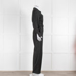 Sezane Grey Belted Waist Jumpsuit with Collar