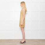 Diane Von Furstenberg Gold Crochet Sleeveless Mini Dress