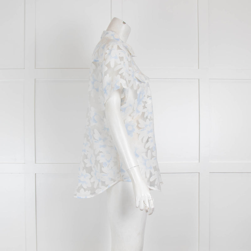 Joie White Floral Short Sleeved Blouse