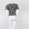 Me + Em Cream Green Black Floral Smocking Top