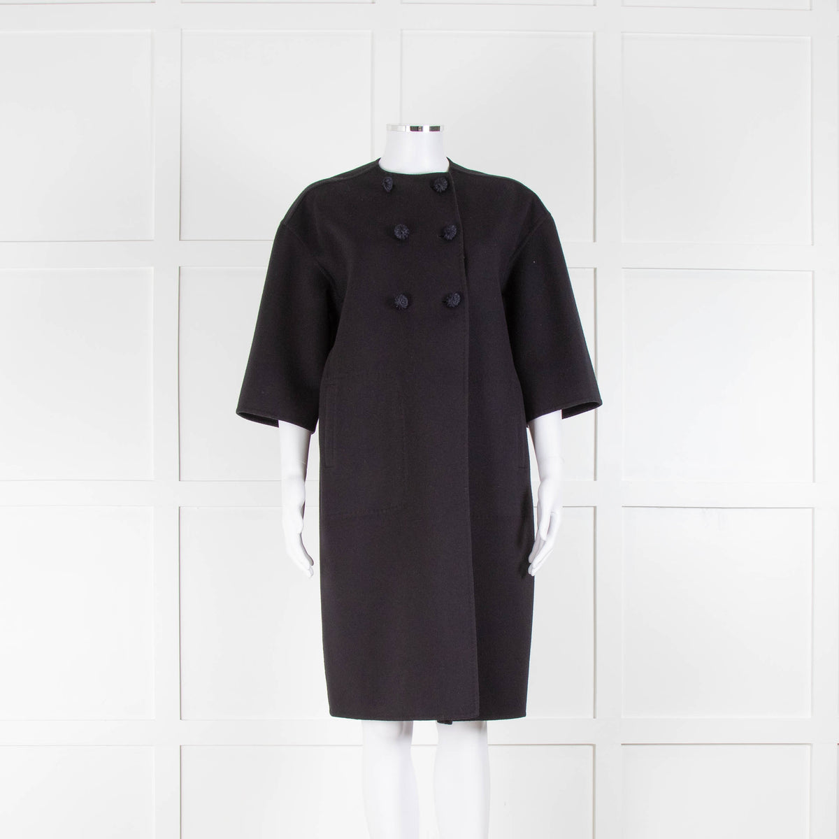 Louise Kennedy Navy Collarless Dress Coat