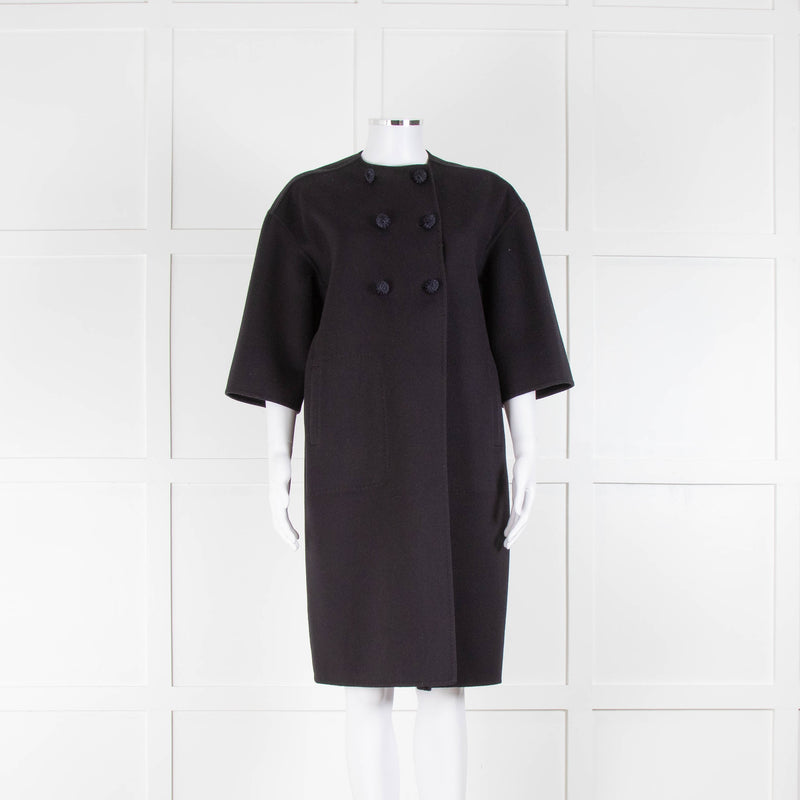 Louise Kennedy Navy Collarless Dress Coat