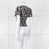 Me + Em Cream Green Black Floral Smocking Top