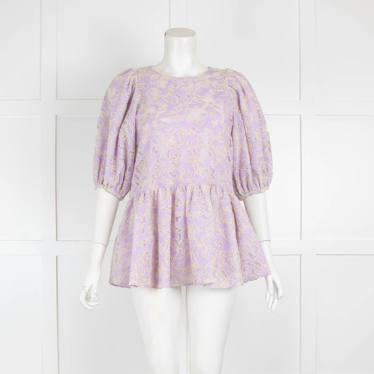 Stine Goya Lilac & Yellow Peplum Top
