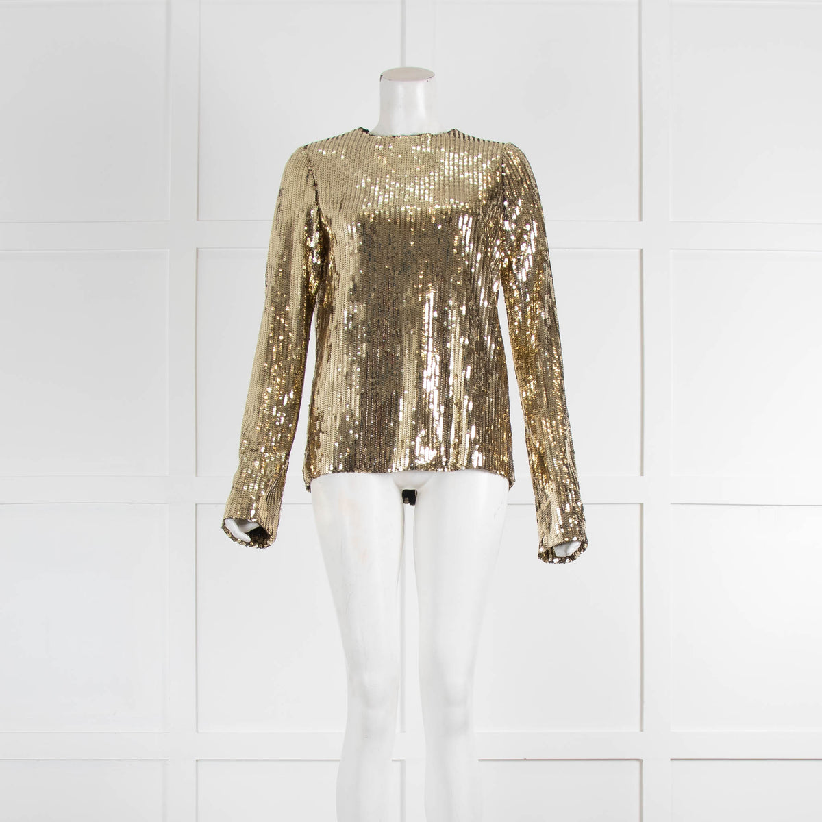 Galvan London Gold Sequin Top With Back Zip