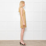 Diane Von Furstenberg Gold Crochet Sleeveless Mini Dress