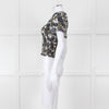 Me + Em Cream Green Black Floral Smocking Top