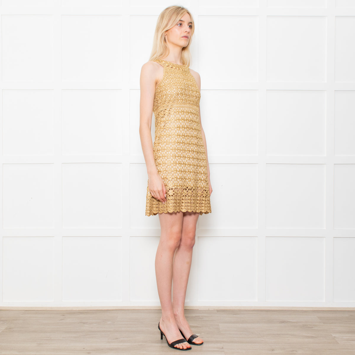 Diane Von Furstenberg Gold Crochet Sleeveless Mini Dress – Phoenix Style