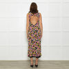 Saloni Black Pink White Floral Open Back Long Dress