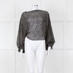 Joie Black Beige Animal Print Baggy Sleeves Top