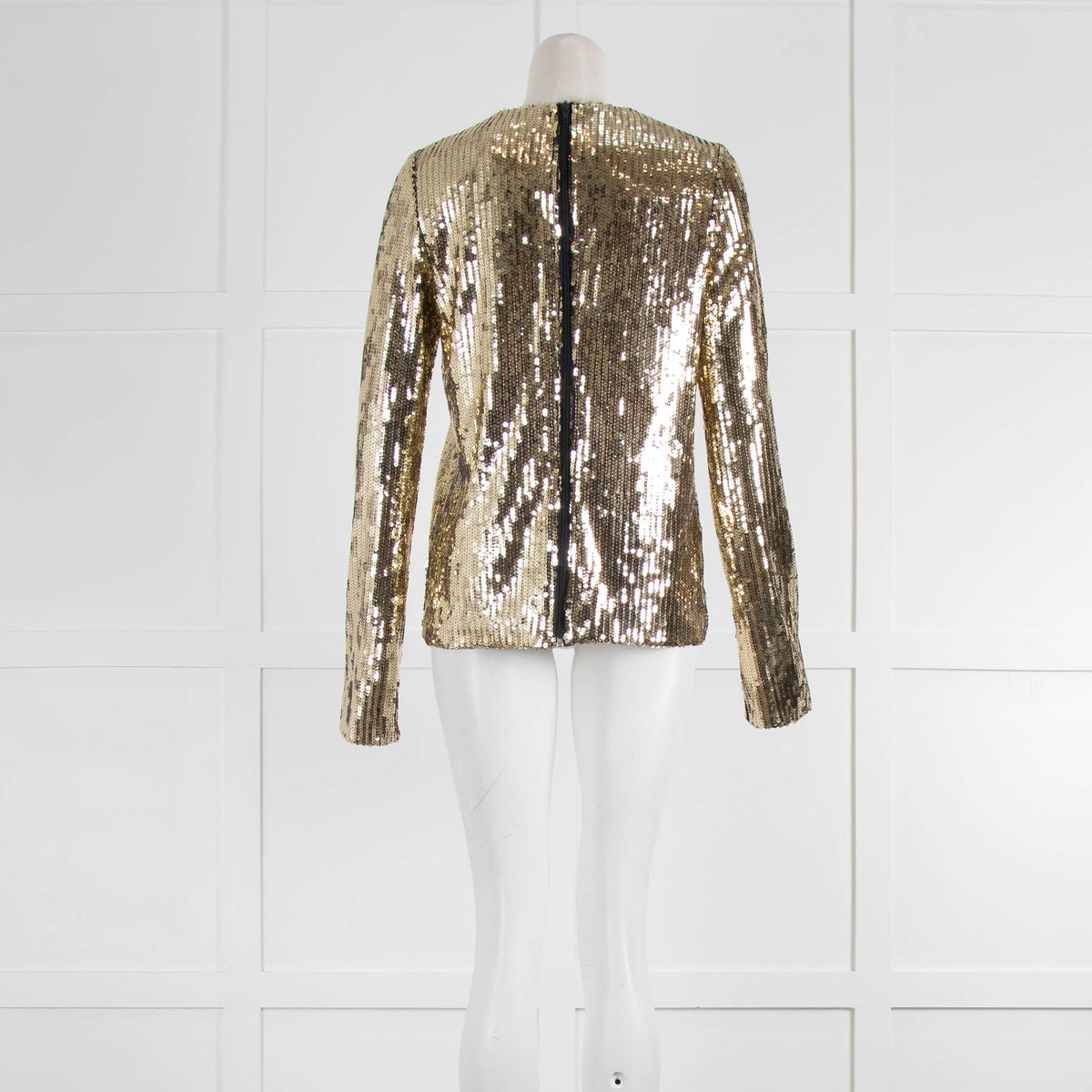 Galvan London Gold Sequin Top With Back Zip