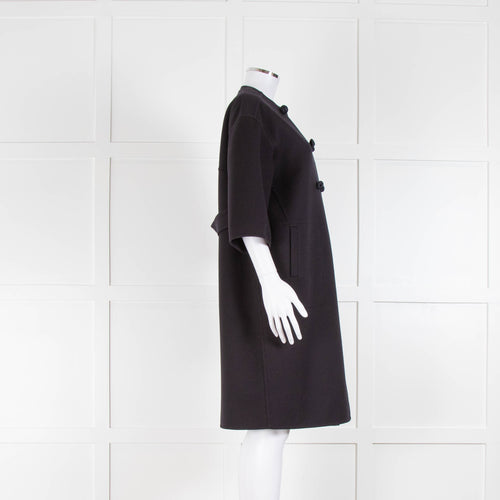 Louise Kennedy Navy Collarless Dress Coat