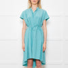 Ottod'Ame Turquoise Green Cotton Draw String Waist Dress