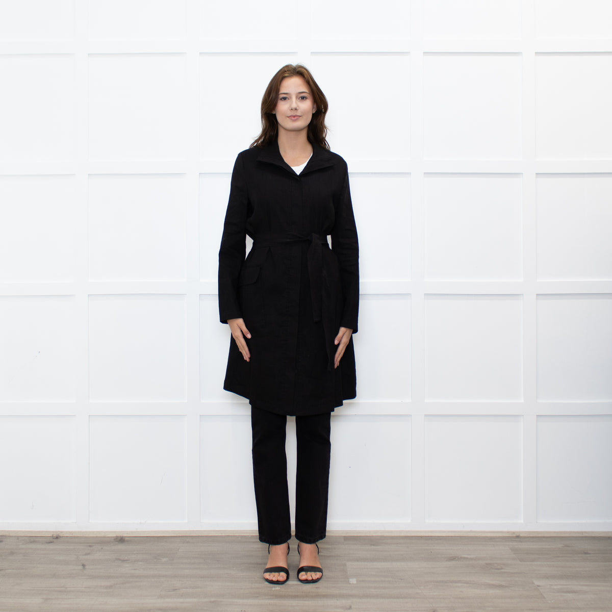 Sarah Pacini Black Light Weight Trench Coat