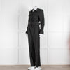Sezane Grey Belted Waist Jumpsuit with Collar