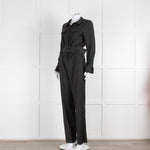 Sezane Grey Belted Waist Jumpsuit with Collar